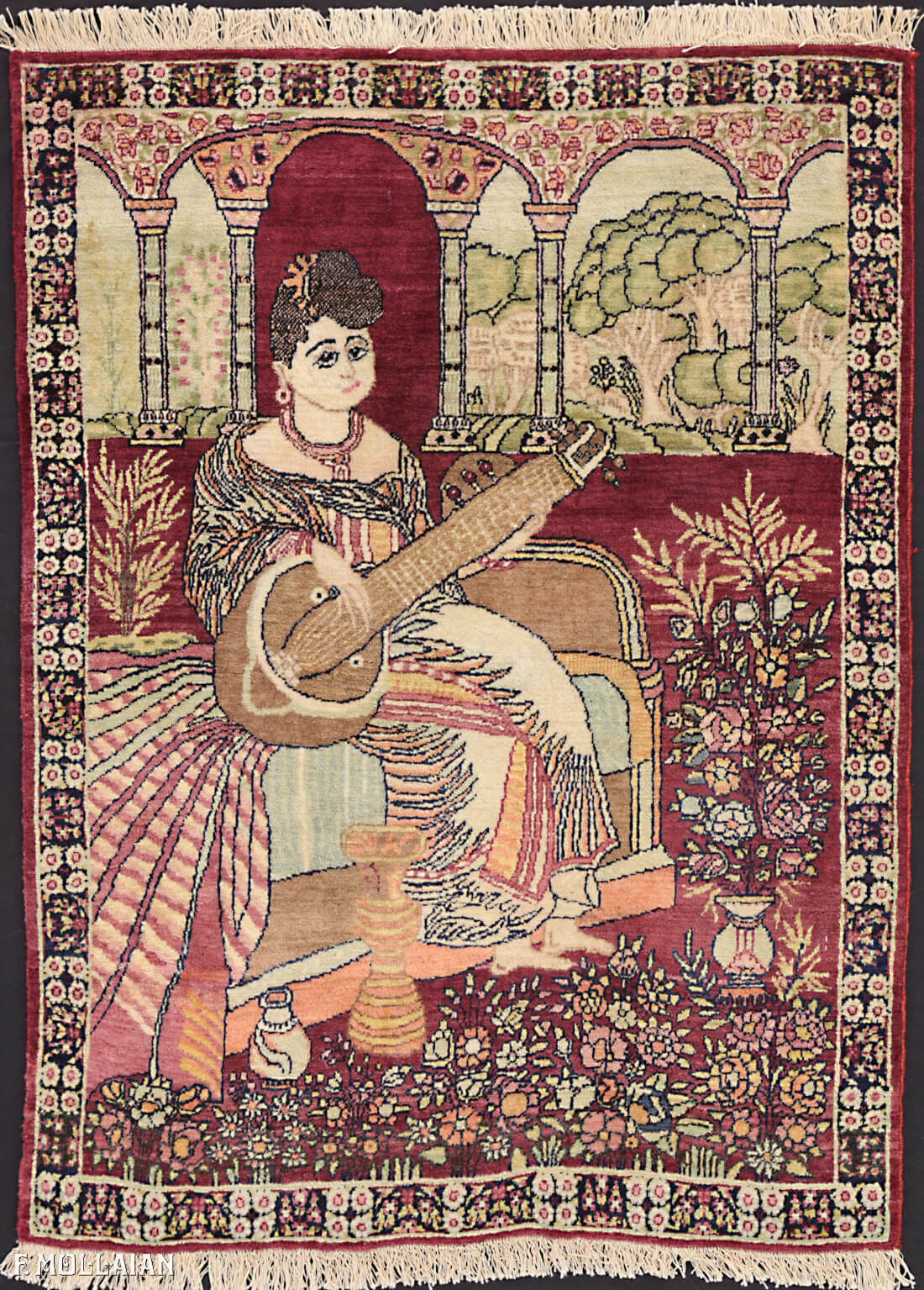 Pictorial Antique Persian Kerman Ravar Rug n°:90879057