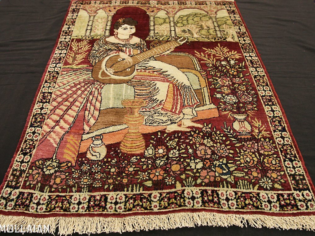 Pictorial Antique Persian Kerman Ravar Rug n°:90879057
