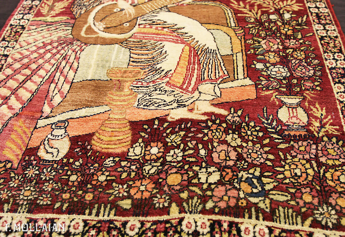Pictorial Antique Persian Kerman Ravar Rug n°:90879057
