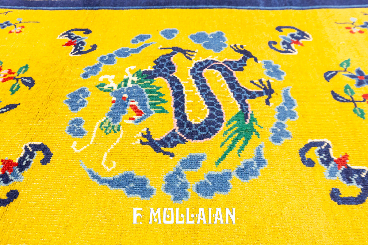 Chinese Peking Rug Dragon Design Yellow Field n°:999430