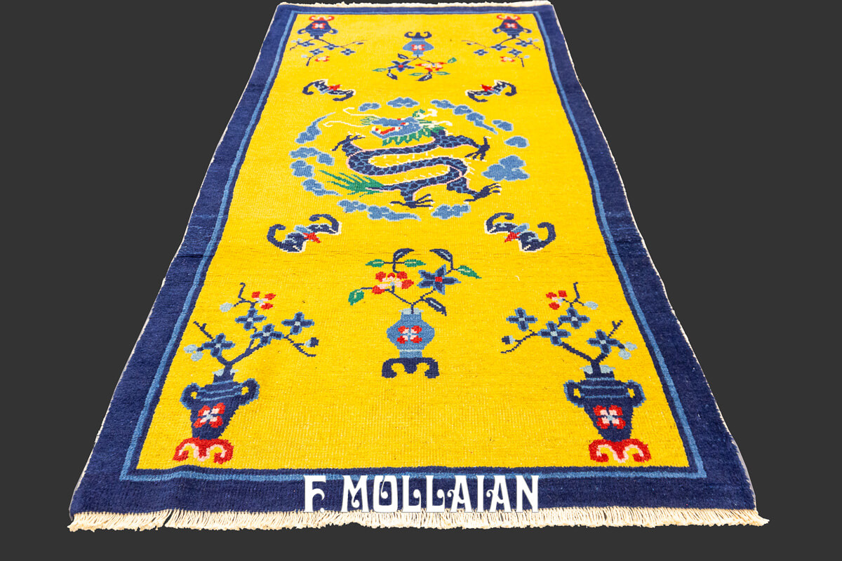 Chinese Peking Rug Dragon Design Yellow Field n°:999430