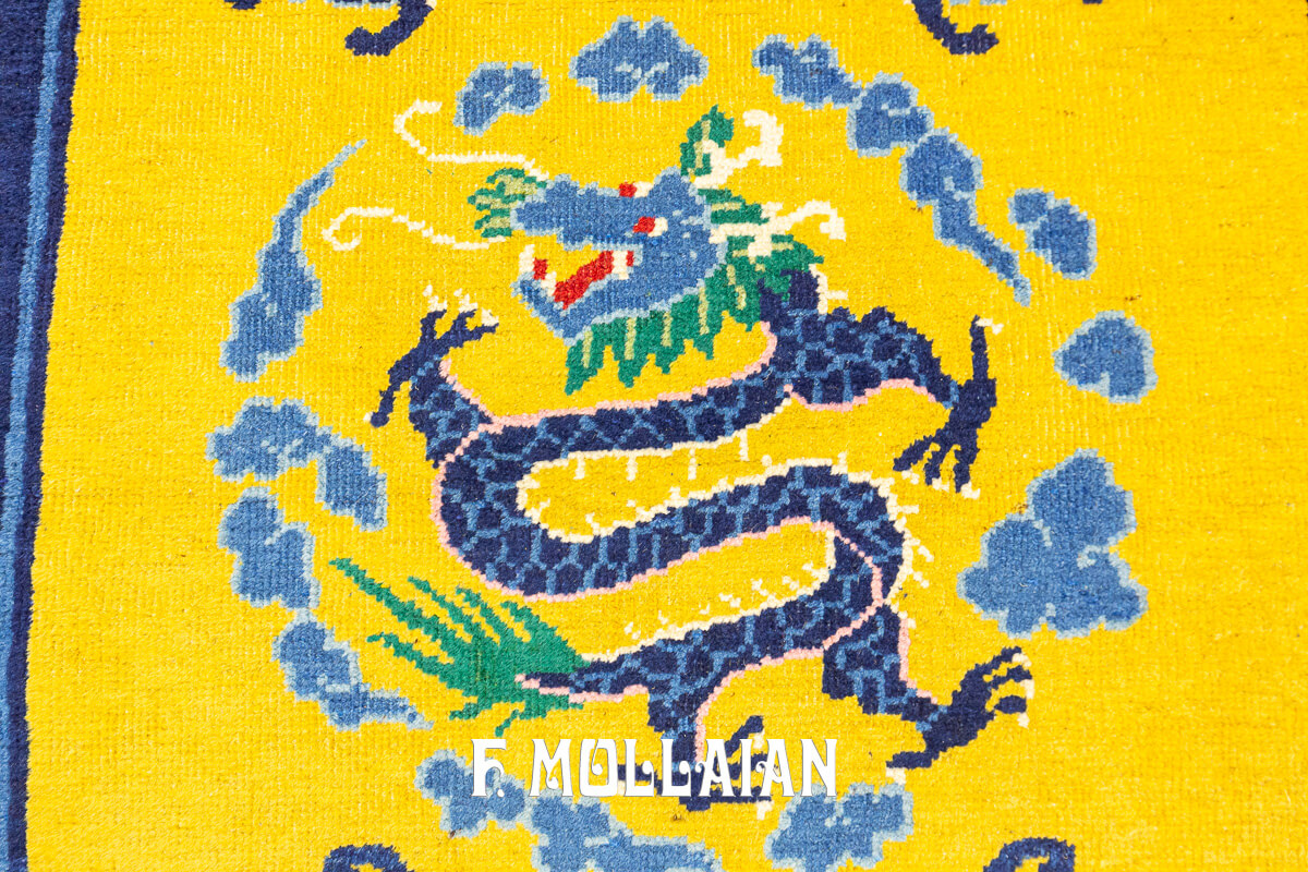 Chinese Peking Rug Dragon Design Yellow Field n°:999430