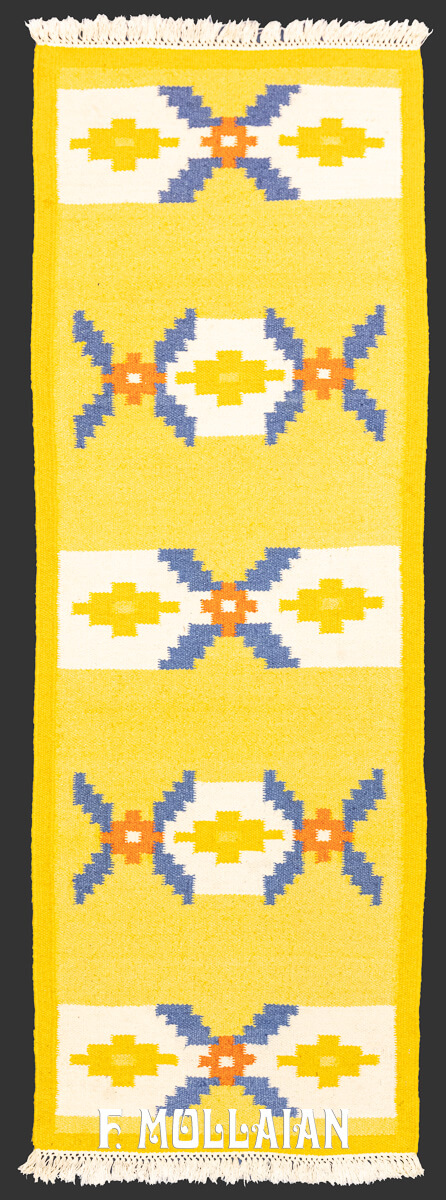 Swedish Kilim Rug Yellow Woll n°:102256