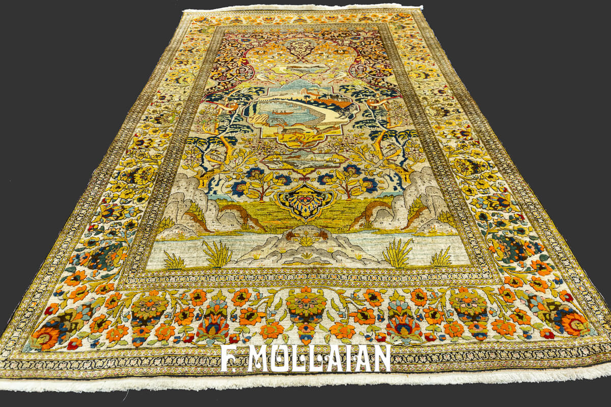 Tappeto Isfahan Souf Figurativo in Seta misto con Lana n°:129907