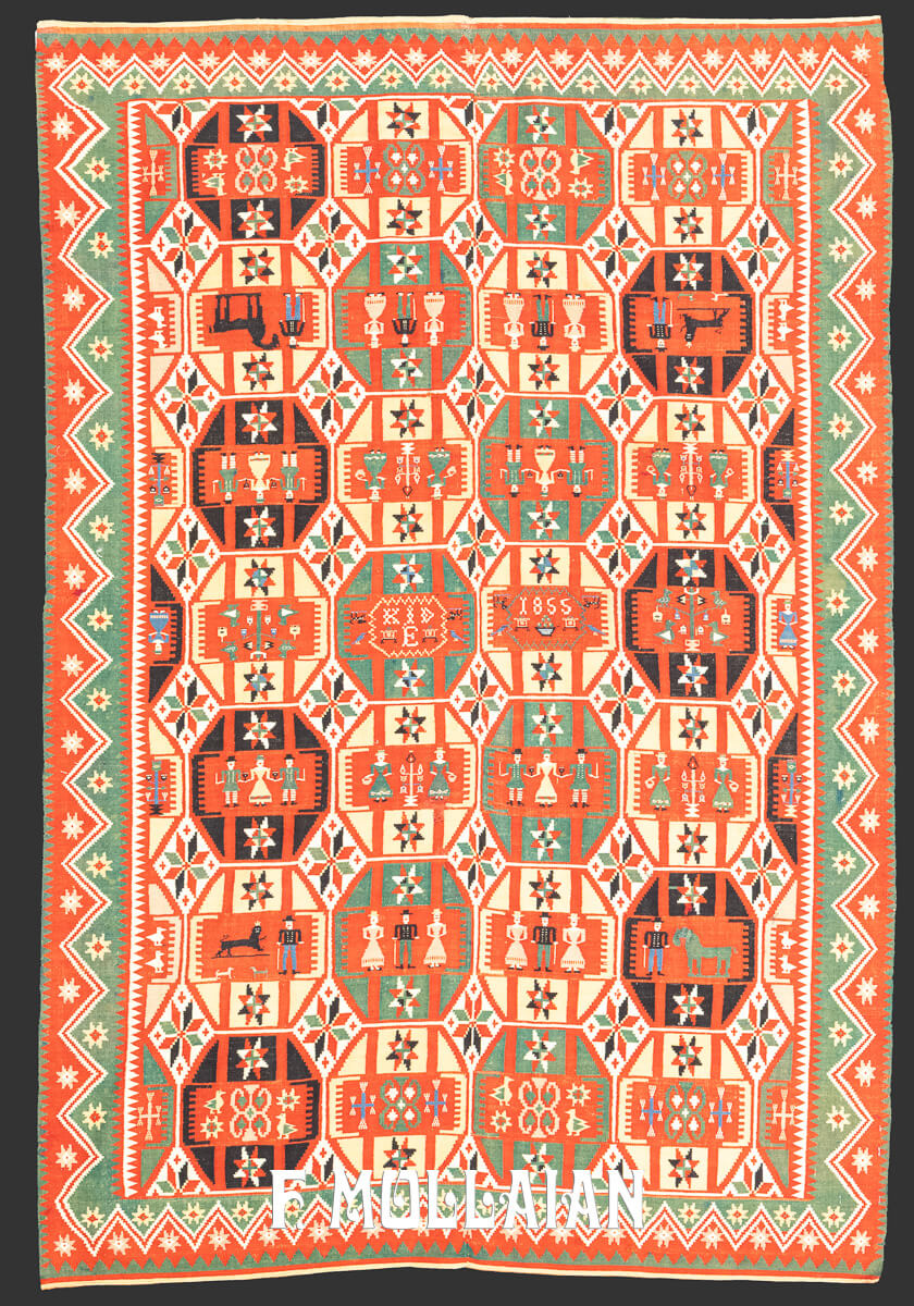 Museum-Quality Antique Swedish Rölakan Täcke 1855 n°:136793