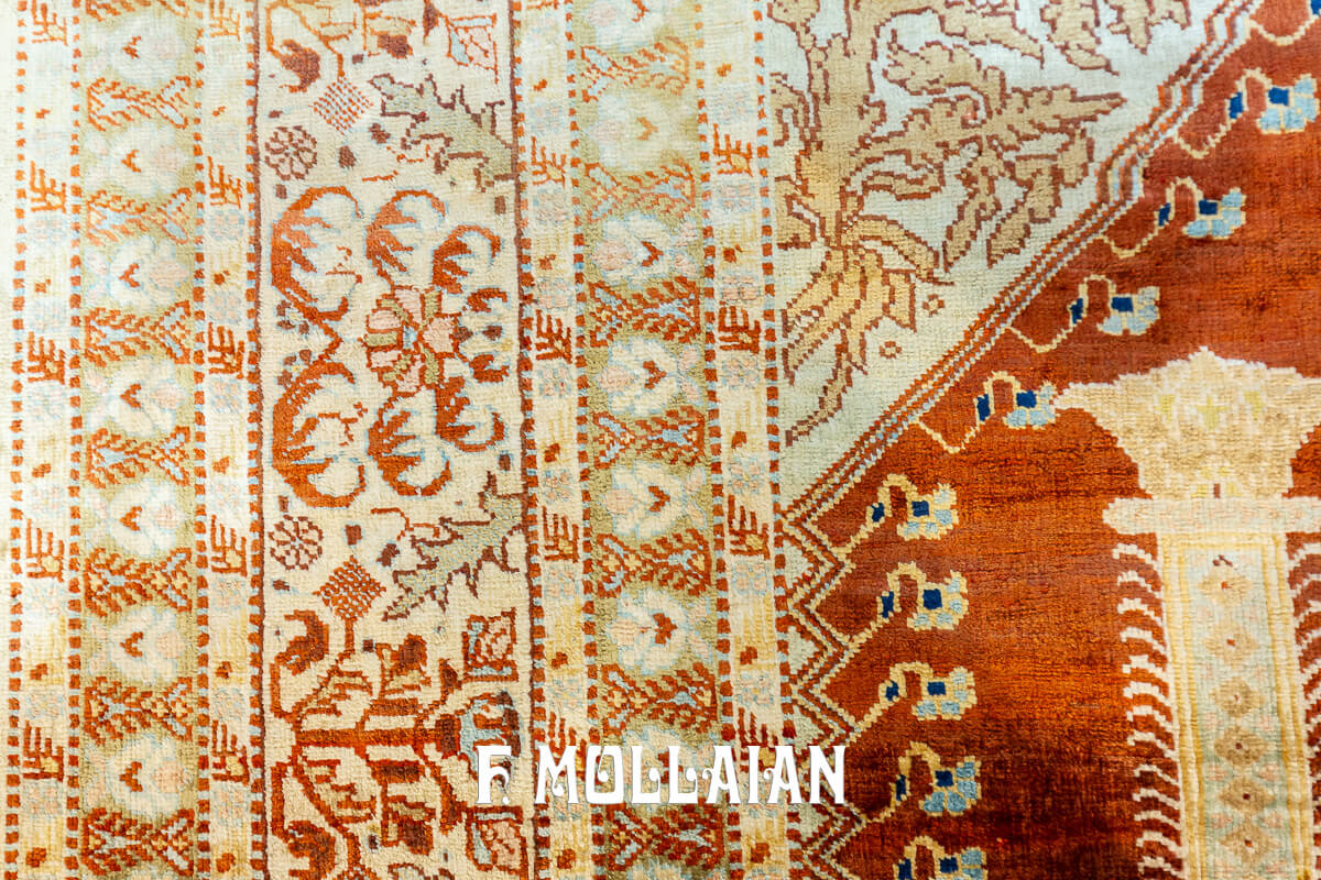 Tappeto Antico in Seta Tabriz Hagi Gialili, Mihrabi n°:180135