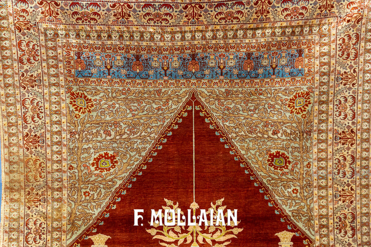Tappeto Antico in Seta Tabriz Hagi Gialili, Mihrabi n°:180135