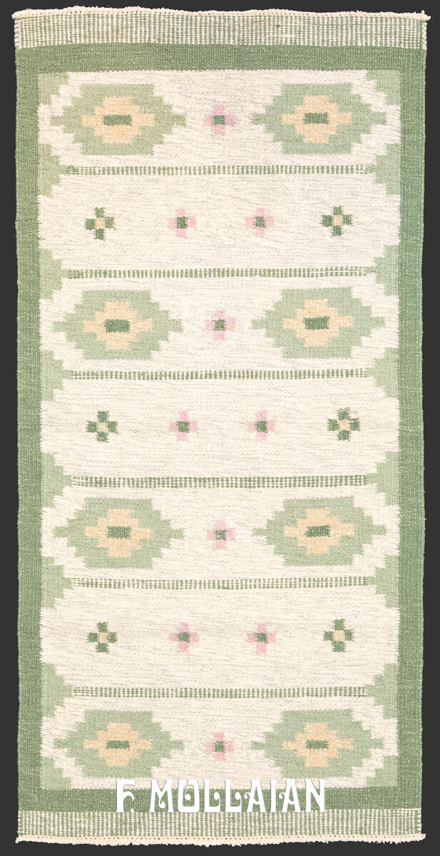 Scandinavian Rug Green Kilim n°:195521