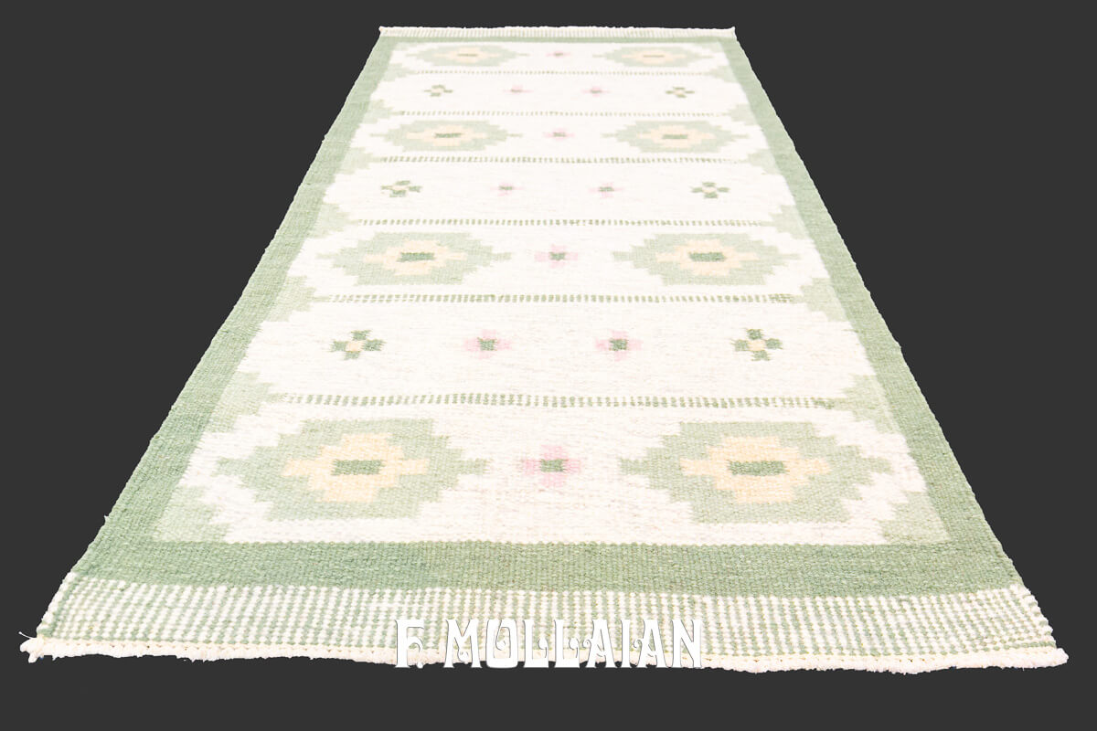Scandinavian Rug Green Kilim n°:195521