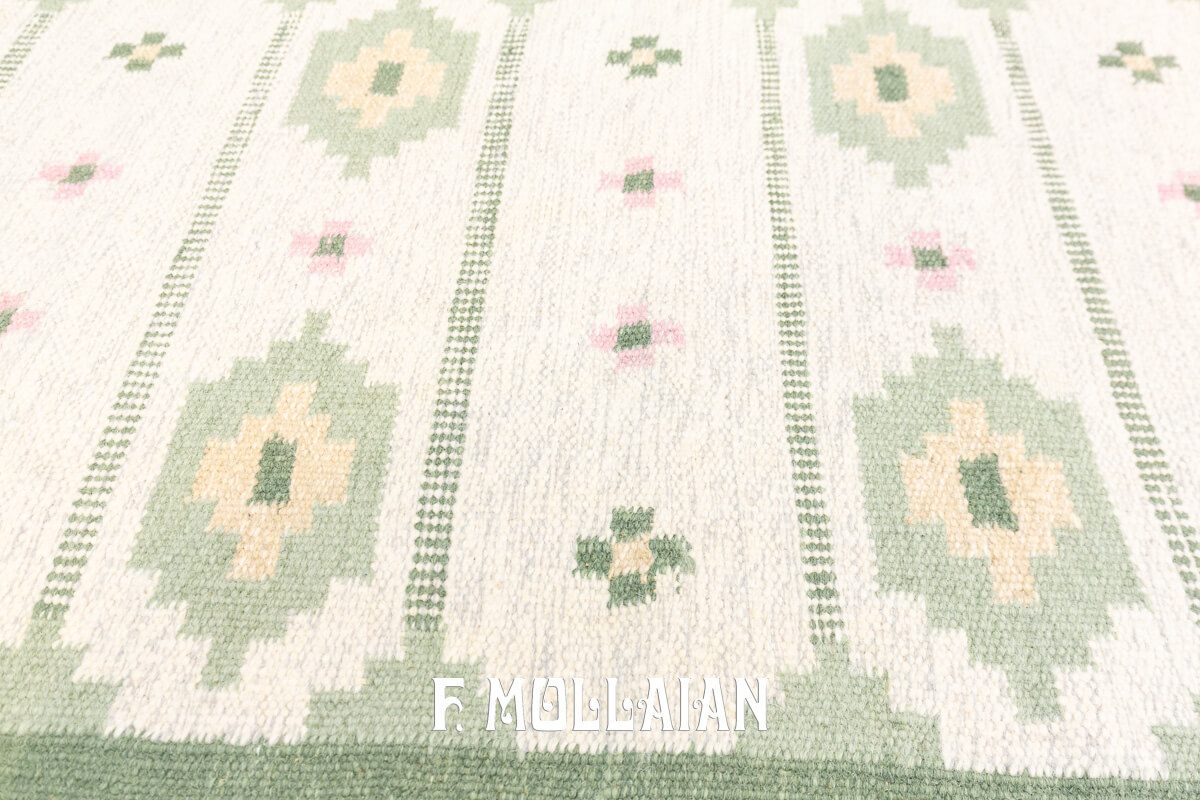 Scandinavian Rug Green Kilim n°:195521