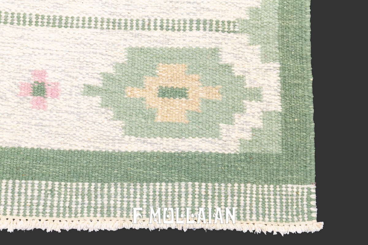 Scandinavian Rug Green Kilim n°:195521