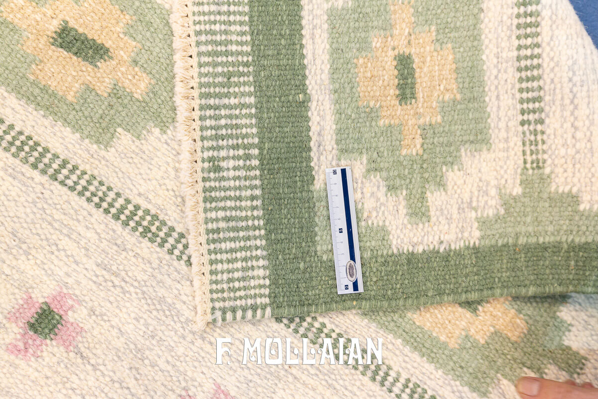 Scandinavian Rug Green Kilim n°:195521