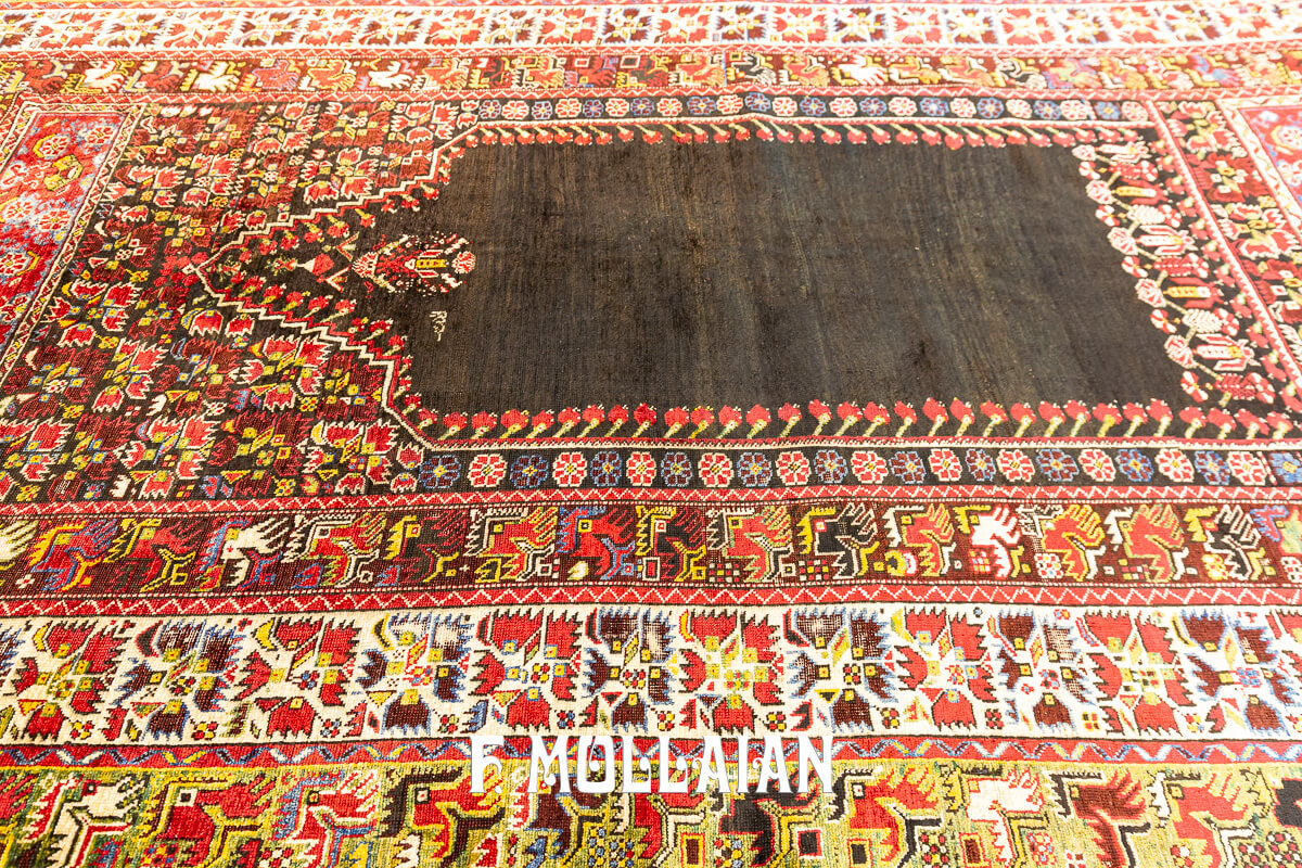 Antique Silk Rug Turkish Ghiordes n°:243369