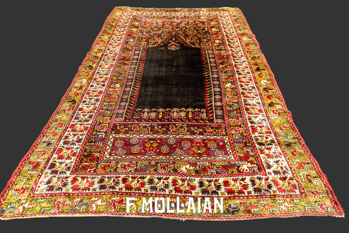Antique Silk Rug Turkish Ghiordes n°:243369