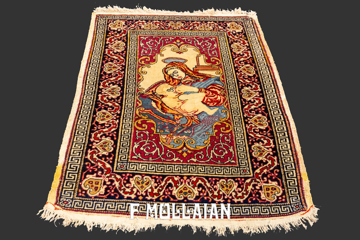 Isfahan Rug Figurative Virgin Mary and Baby Jesus n°:269552