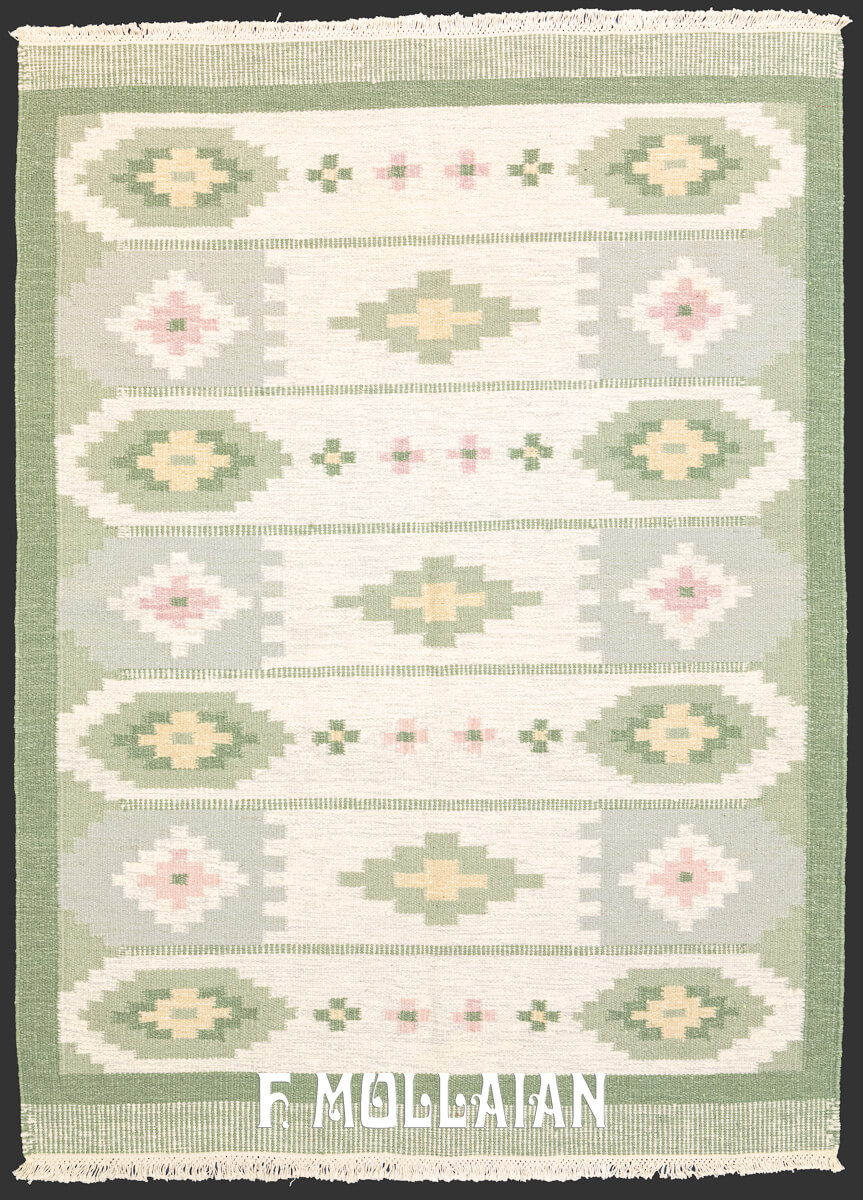 Swedish Kilim Rug Green Color n°:298052