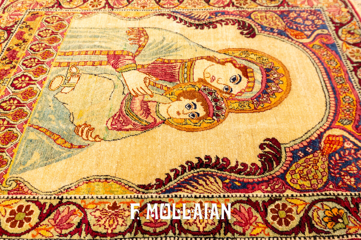 Kerman Lavar Rug Figurative Virgin Mary and Baby Jesus n°:303531