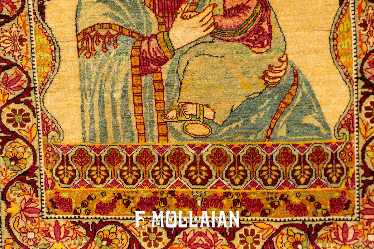 Kerman Lavar Rug Figurative Virgin Mary and Baby Jesus n°:303531