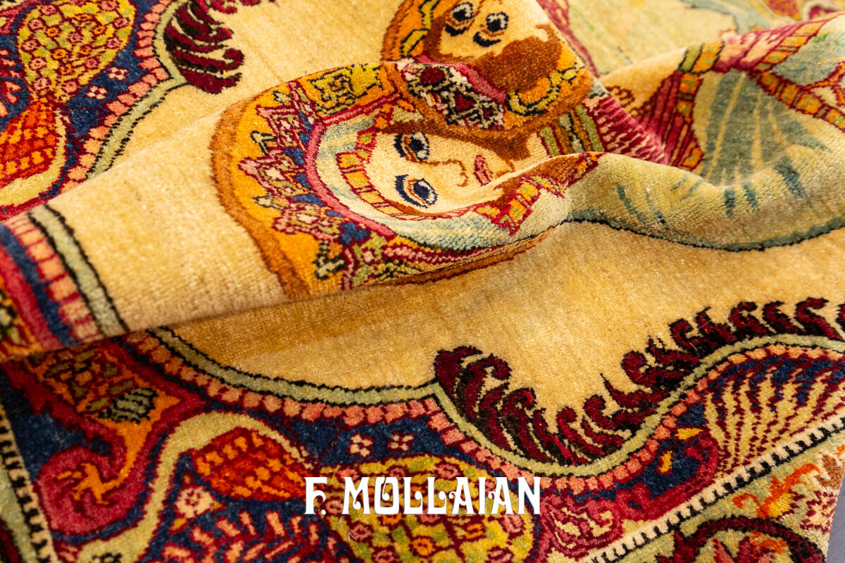Kerman Lavar Rug Figurative Virgin Mary and Baby Jesus n°:303531