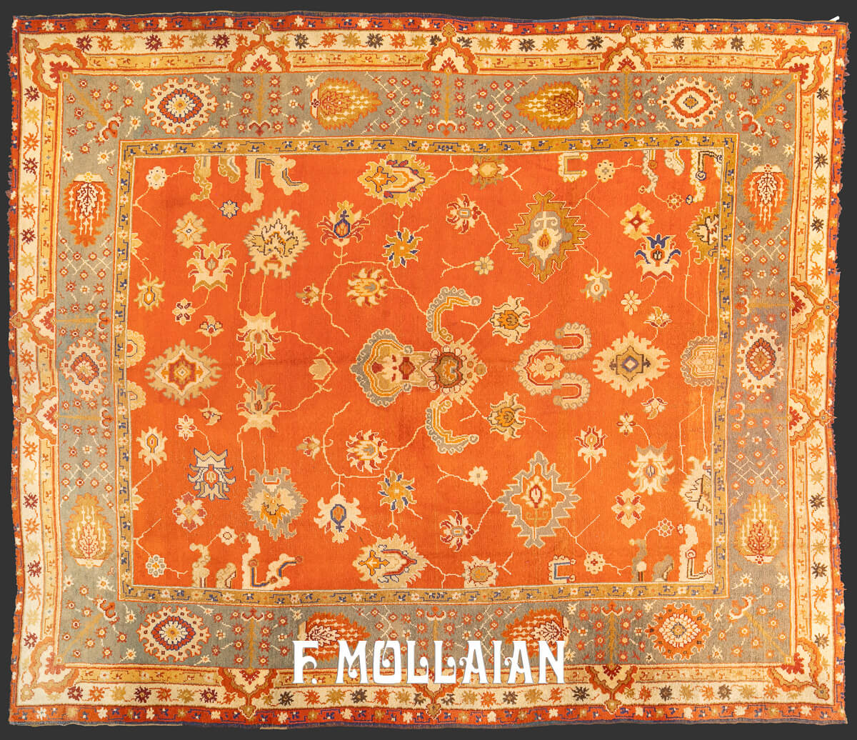 Oushak Rug Bold Design Red Color Filed n°:317567