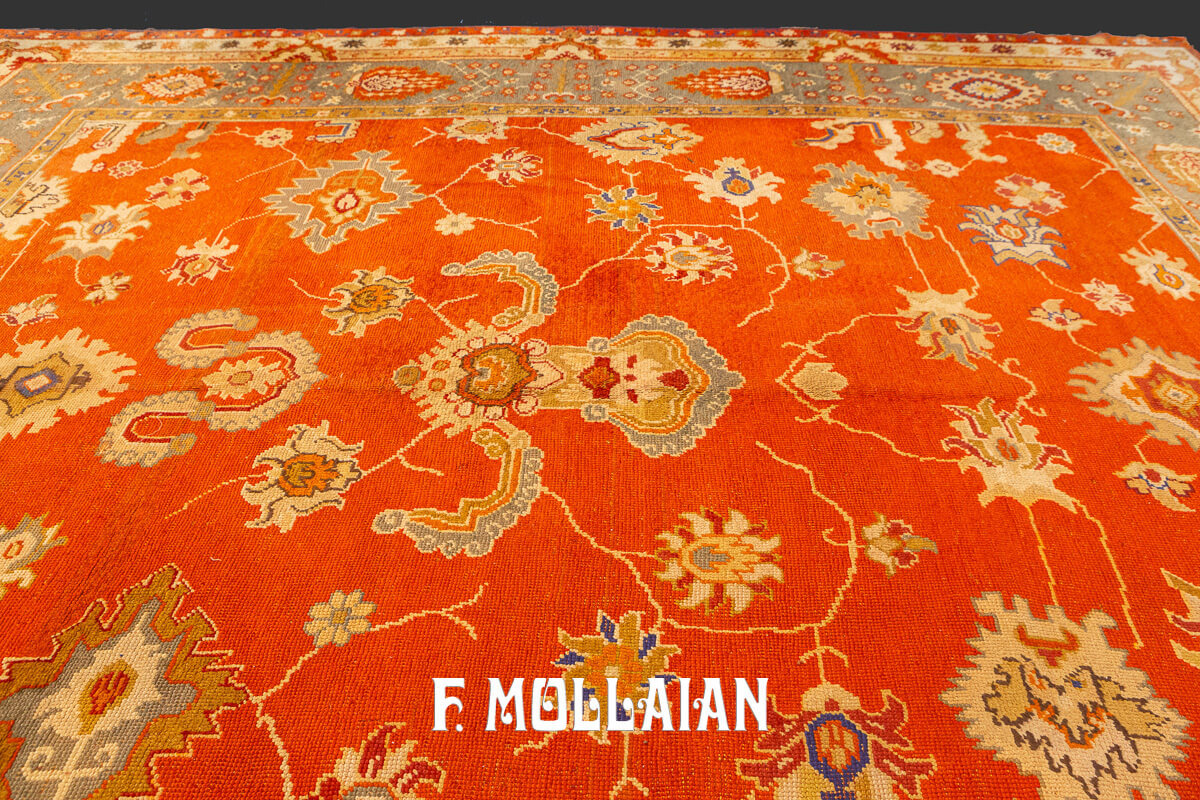 Oushak Rug Bold Design Red Color Filed n°:317567