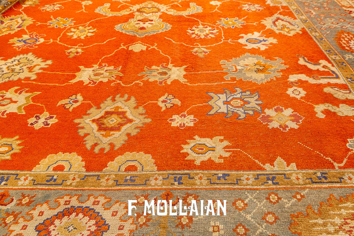 Oushak Rug Bold Design Red Color Filed n°:317567