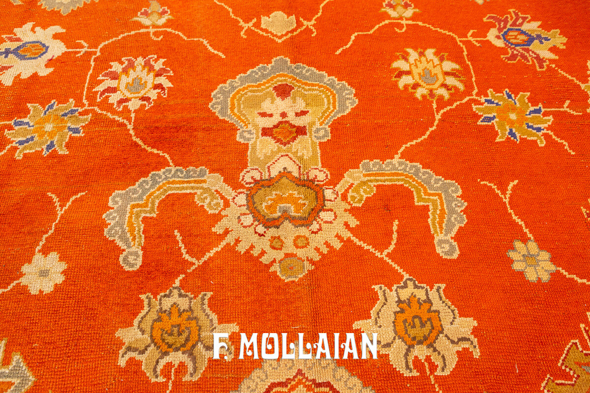Oushak Rug Bold Design Red Color Filed n°:317567