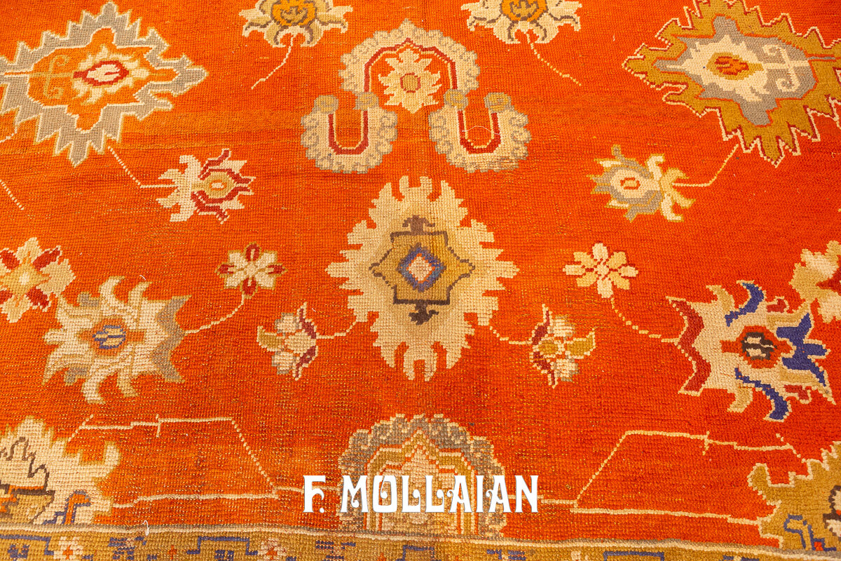 Oushak Rug Bold Design Red Color Filed n°:317567