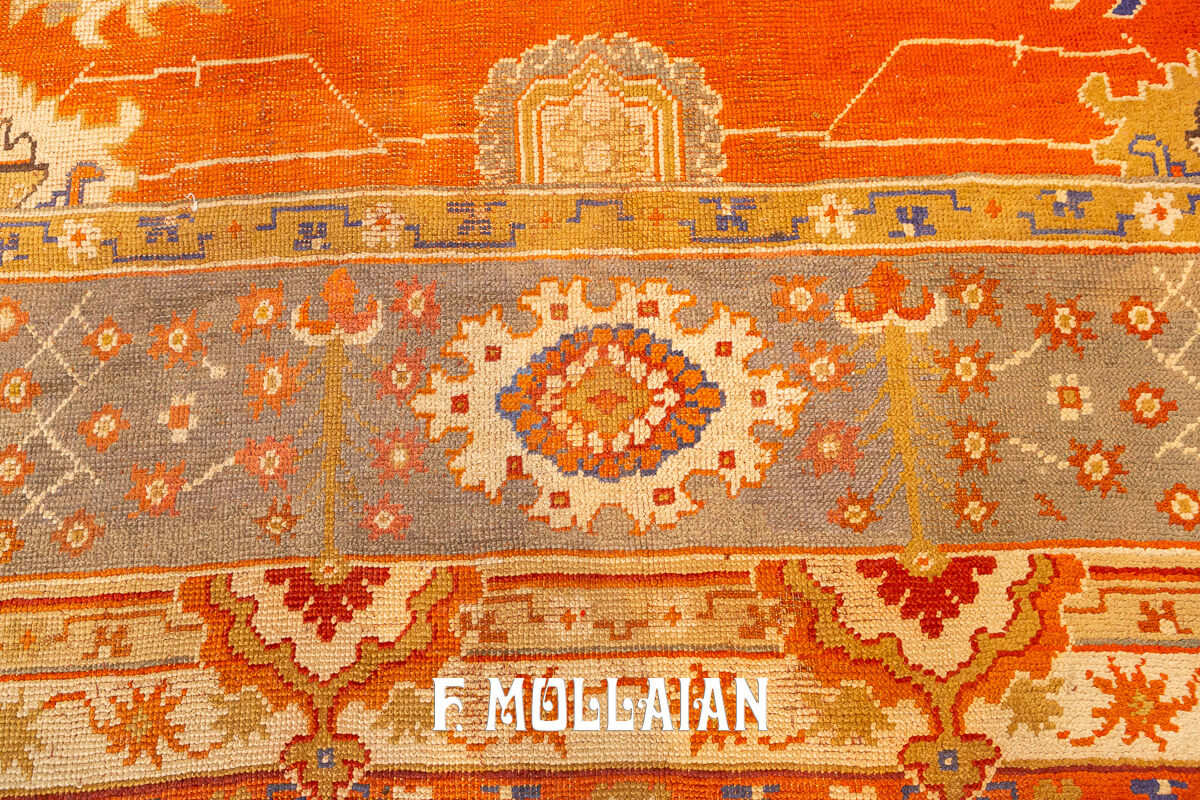 Oushak Rug Bold Design Red Color Filed n°:317567