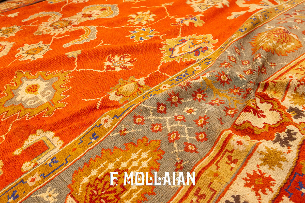 Oushak Rug Bold Design Red Color Filed n°:317567