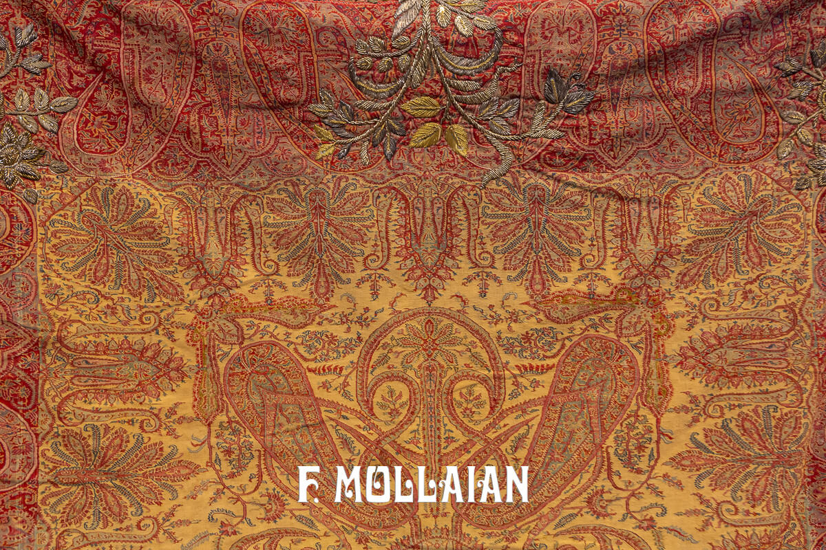 Antique Indian Textile Silk And Metal Thread Embroidery n°:351114