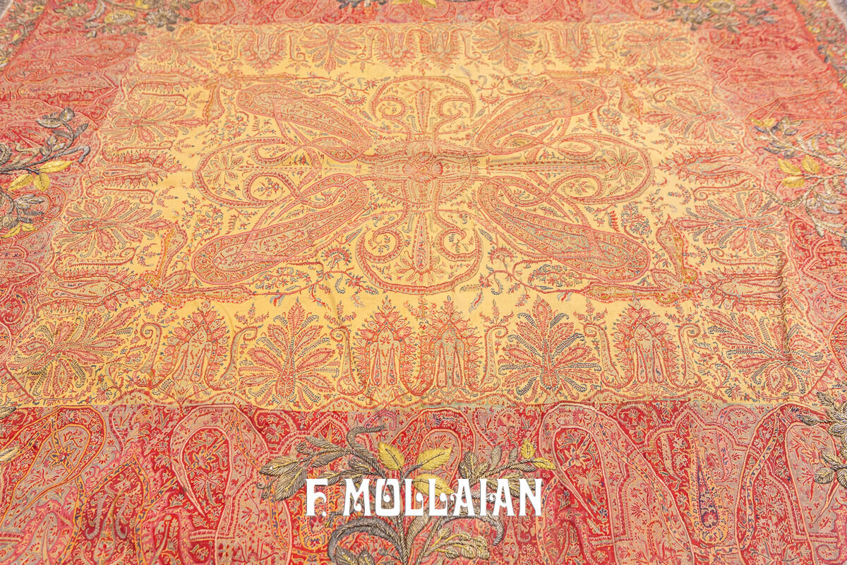 Antique Indian Textile Silk And Metal Thread Embroidery n°:351114