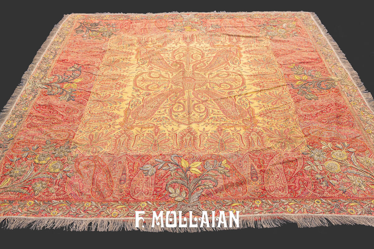 Antique Indian Textile Silk And Metal Thread Embroidery n°:351114