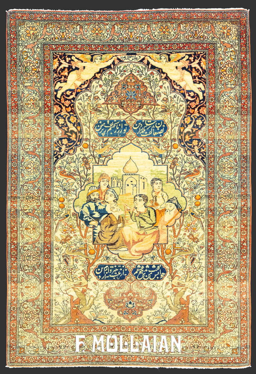 Antique Pictorial Rug Isfahan, Ordered and Unique n°:364846
