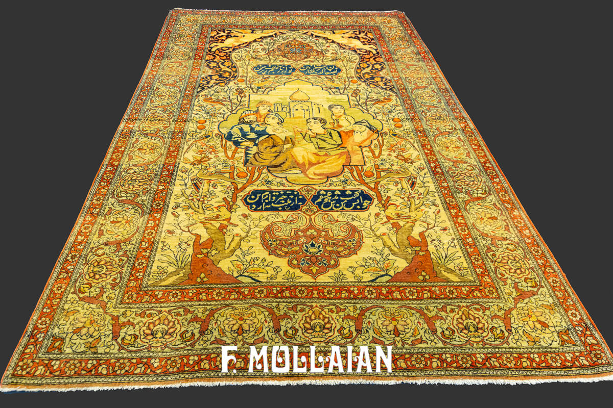 Antique Pictorial Rug Isfahan, Ordered and Unique n°:364846