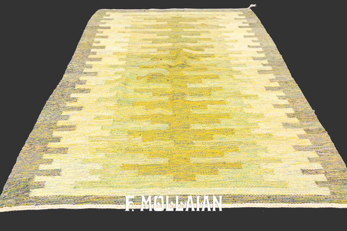 Swedish Kilim Rug Green Shade n°:381059