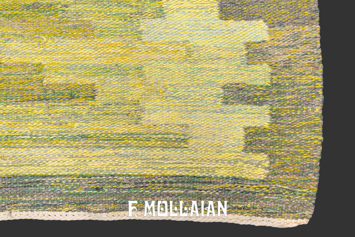 Swedish Kilim Rug Green Shade n°:381059
