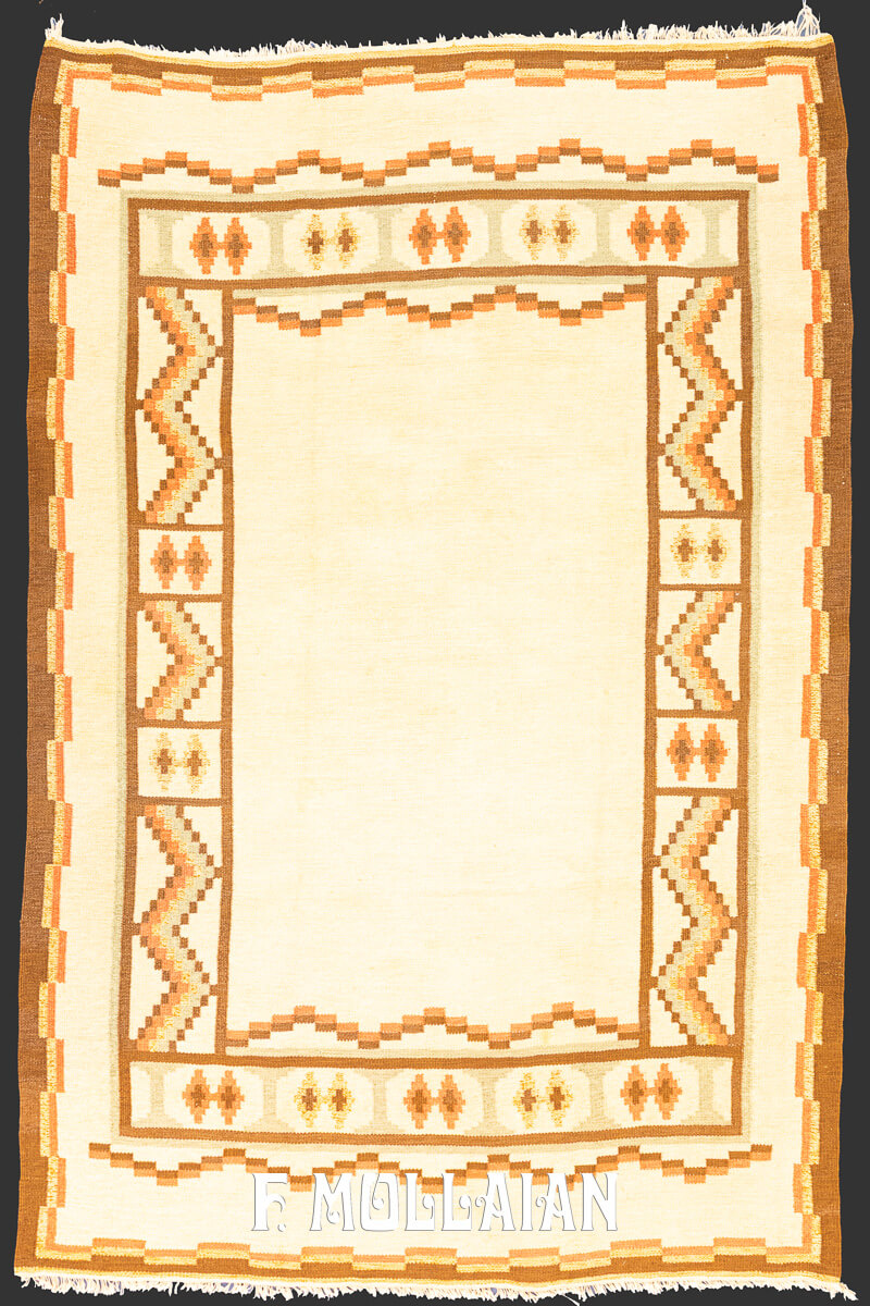 Swedish Kilim Rug Beige Wool n°:397271