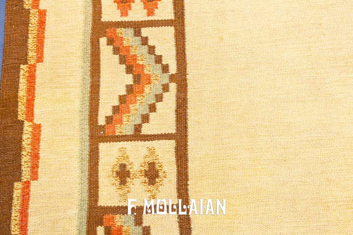 Swedish Kilim Rug Beige Wool n°:397271