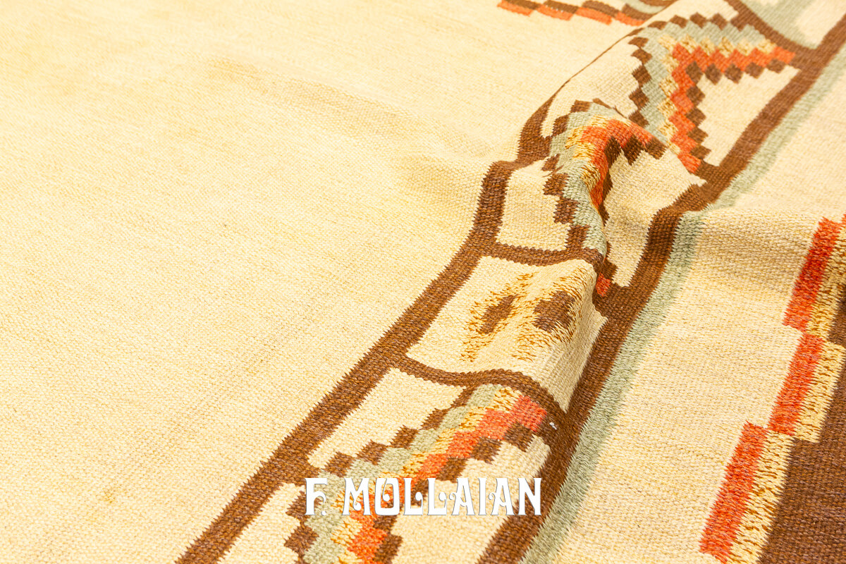 Swedish Kilim Rug Beige Wool n°:397271