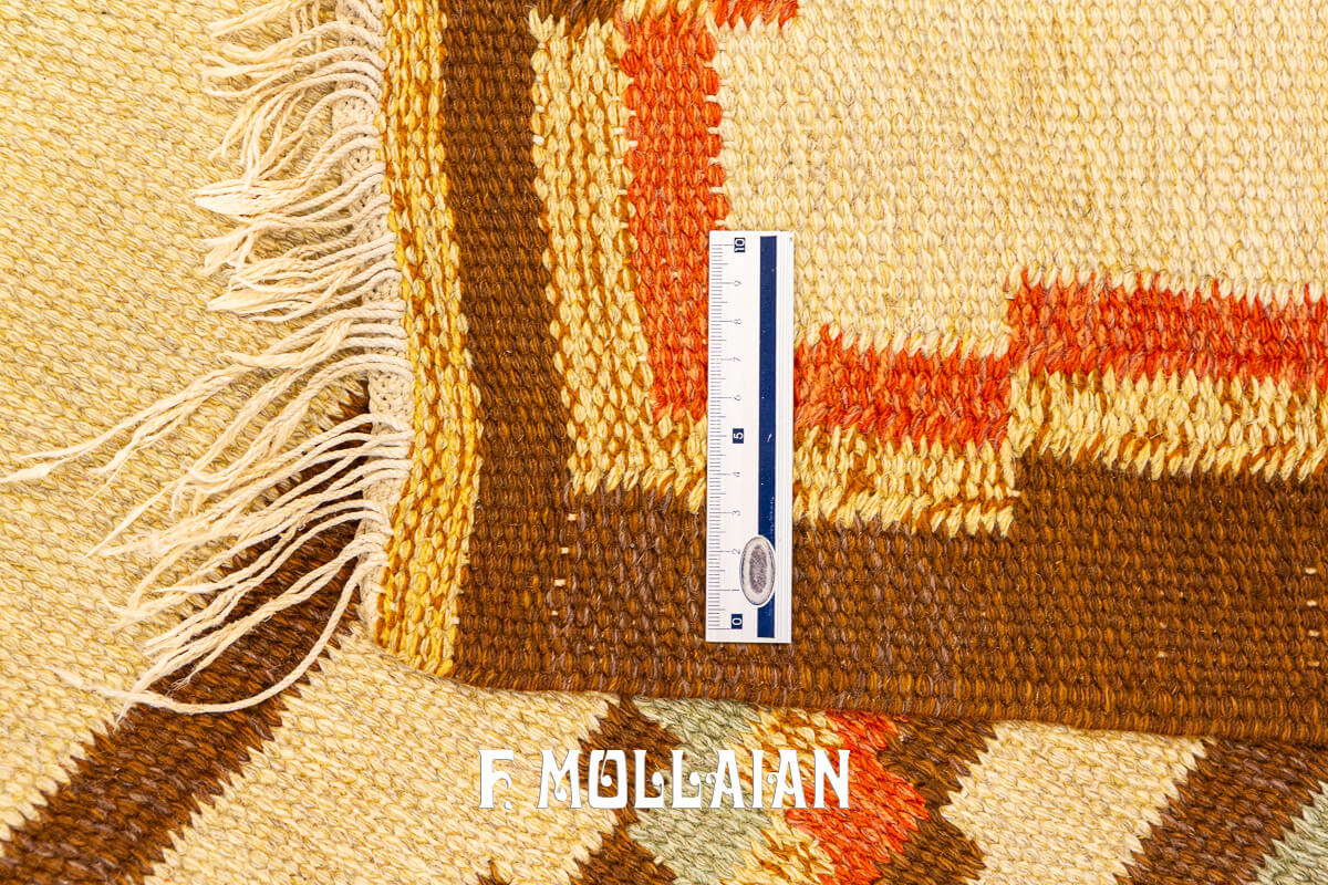 Swedish Kilim Rug Beige Wool n°:397271