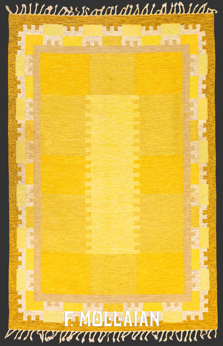 Swedish Kilim Rug Goldish Color n°:405438