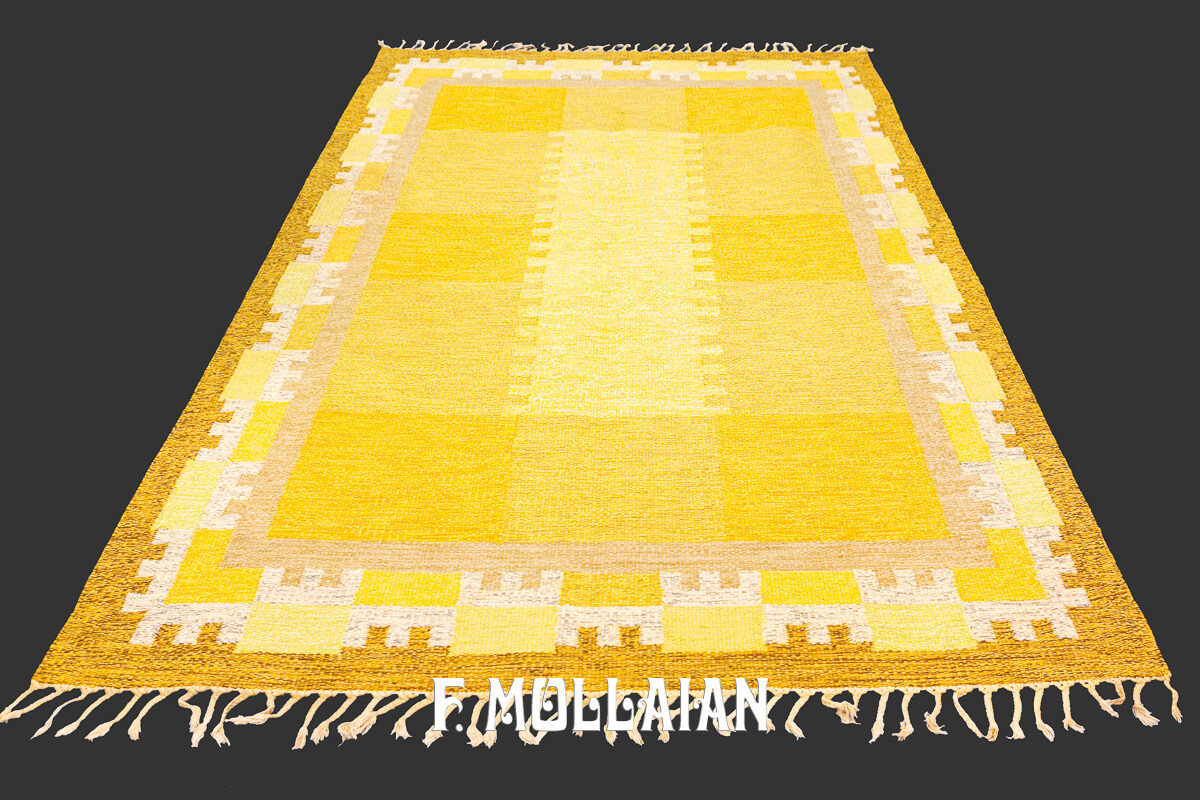 Swedish Kilim Rug Goldish Color n°:405438