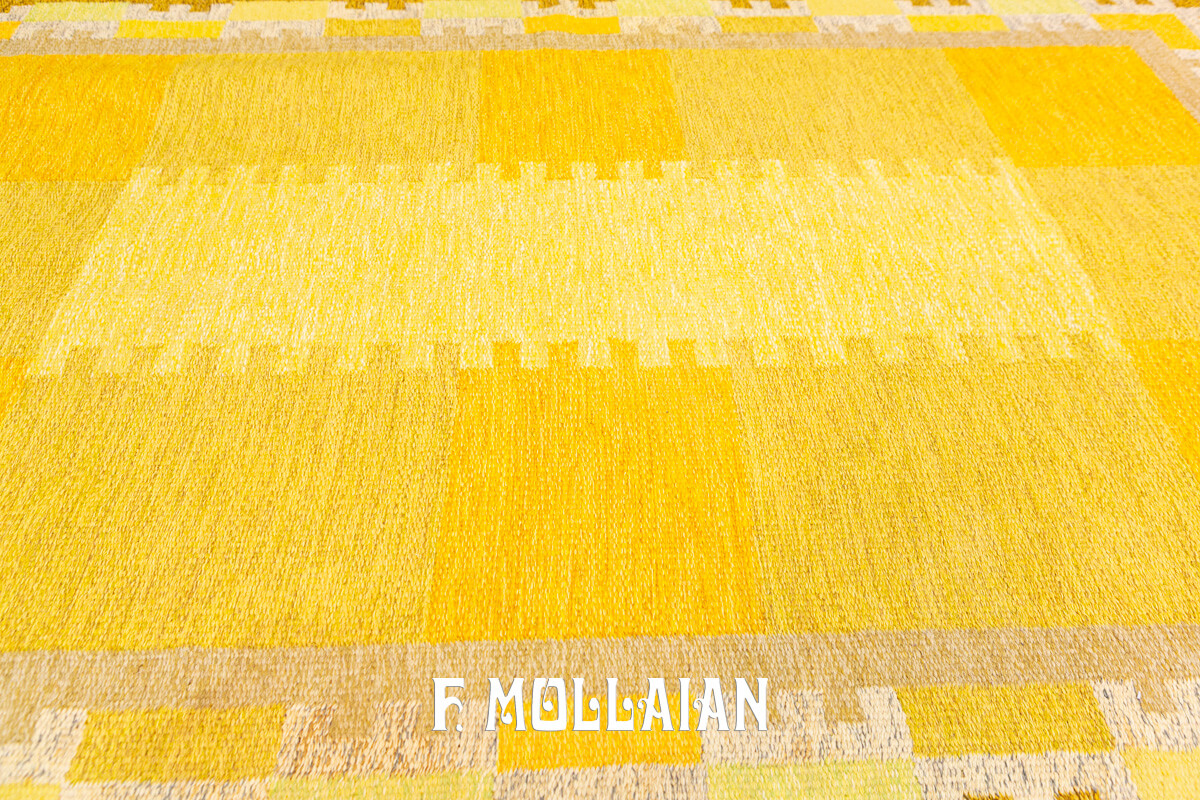Swedish Kilim Rug Goldish Color n°:405438