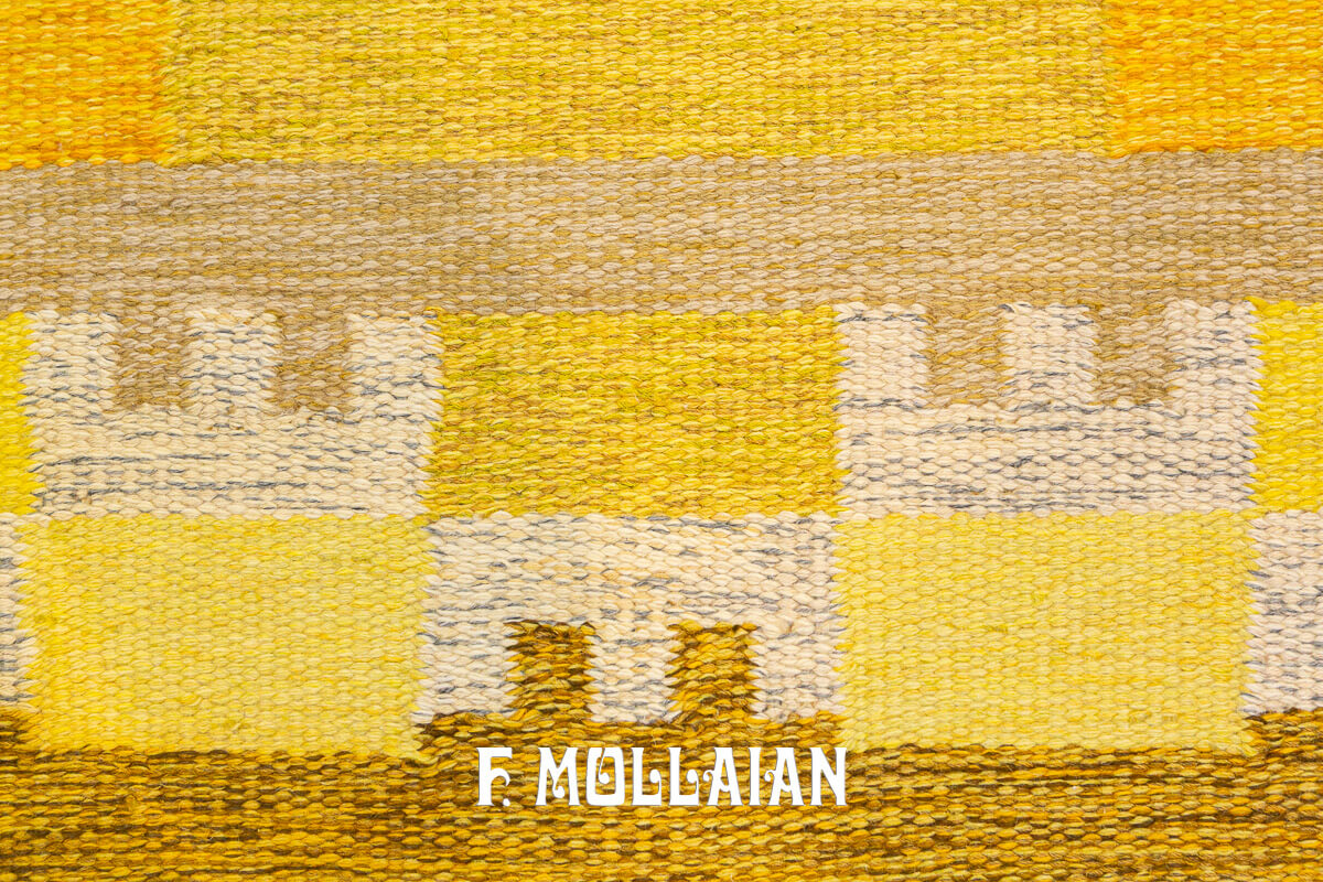 Swedish Kilim Rug Goldish Color n°:405438