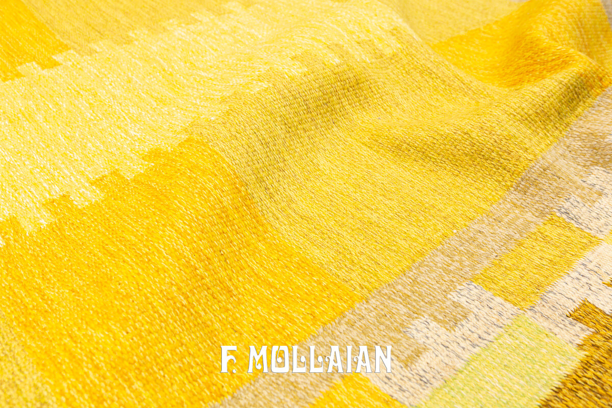 Swedish Kilim Rug Goldish Color n°:405438