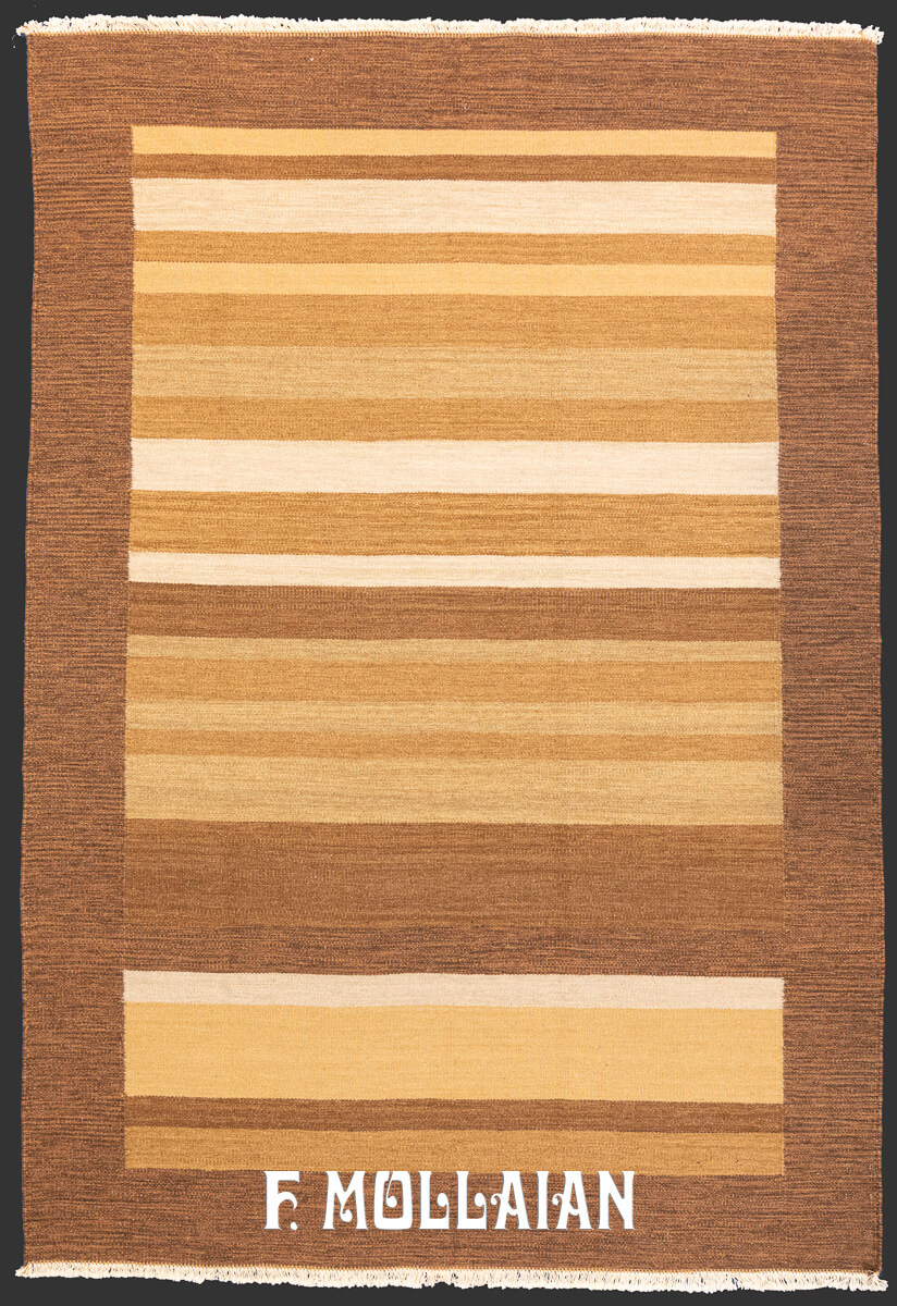 Swedish Kilim Rug Brown Wool n°:412262