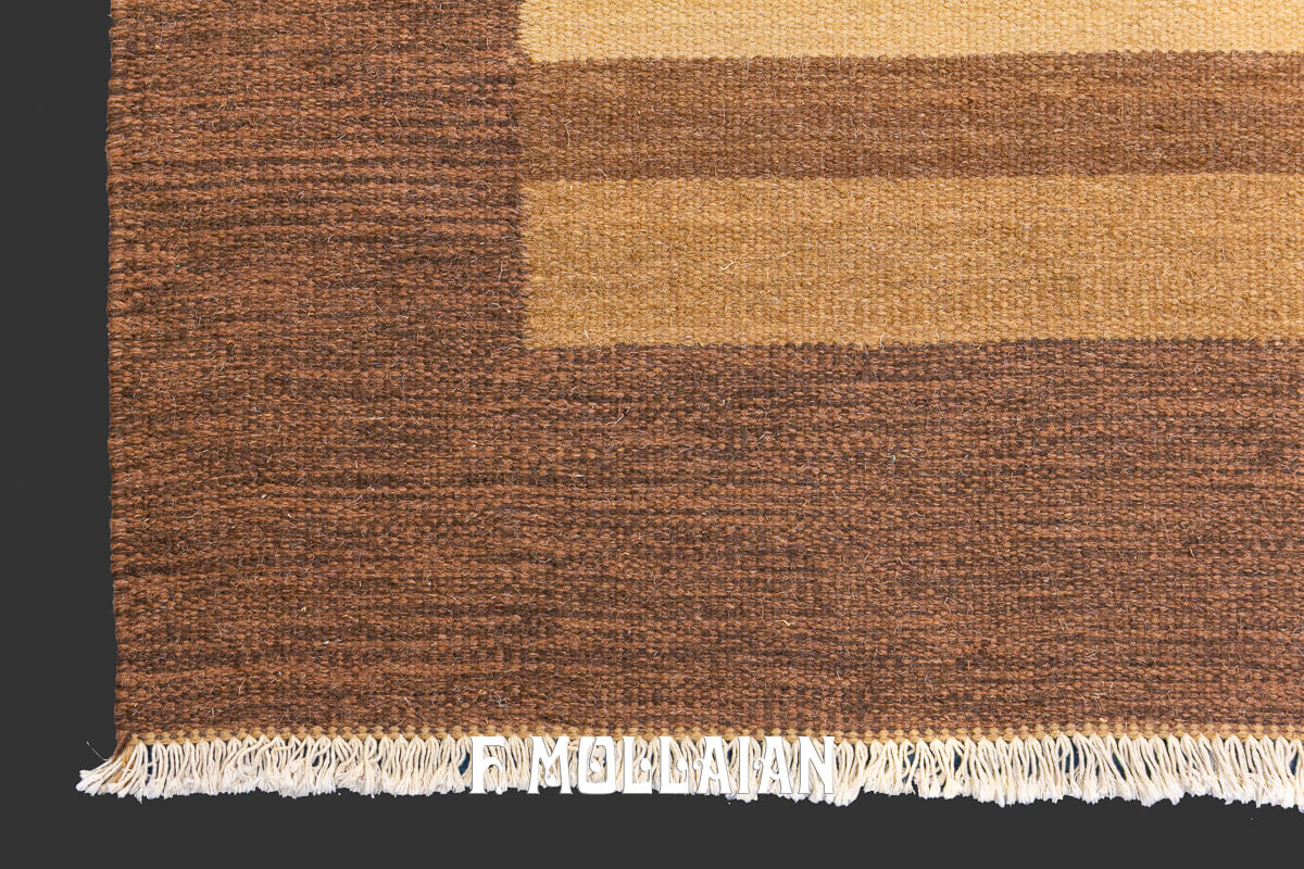 Swedish Kilim Rug Brown Wool n°:412262
