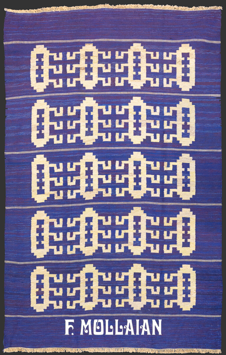 Swedish Kilim Rug Blue Wool n°:436989