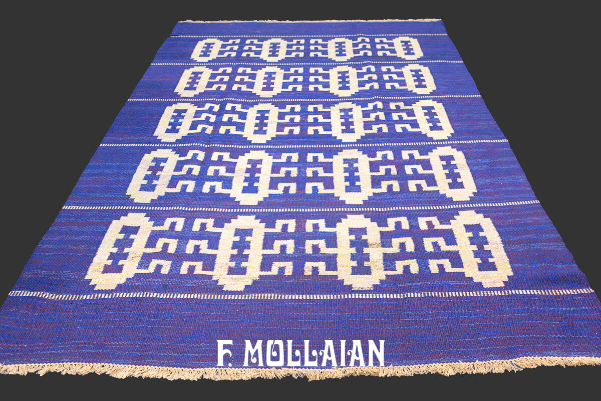 Swedish Kilim Rug Blue Wool n°:436989